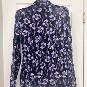 White House Black Market Purple Floral Long Sleeve Top